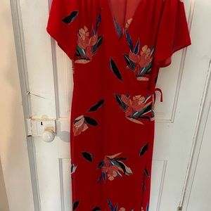 Red floral maxi dress